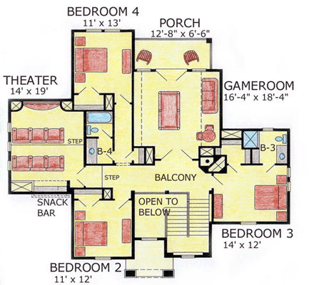 House Plan 53905 Second Level Plan