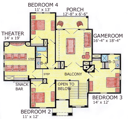 House Plan 53911 Second Level Plan