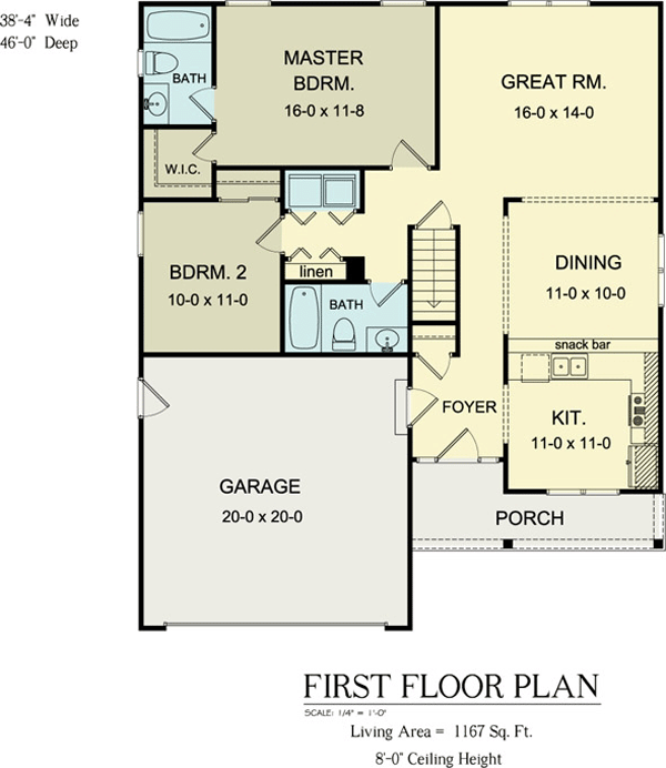 Ranch Level One of Plan 54000