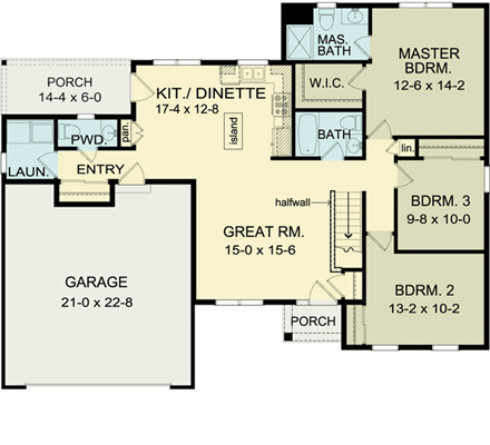 House Plan 54002 First Level Plan