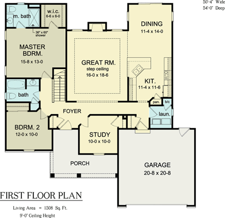 House Plan 54006 First Level Plan