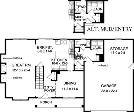 House Plan 54024 First Level Plan