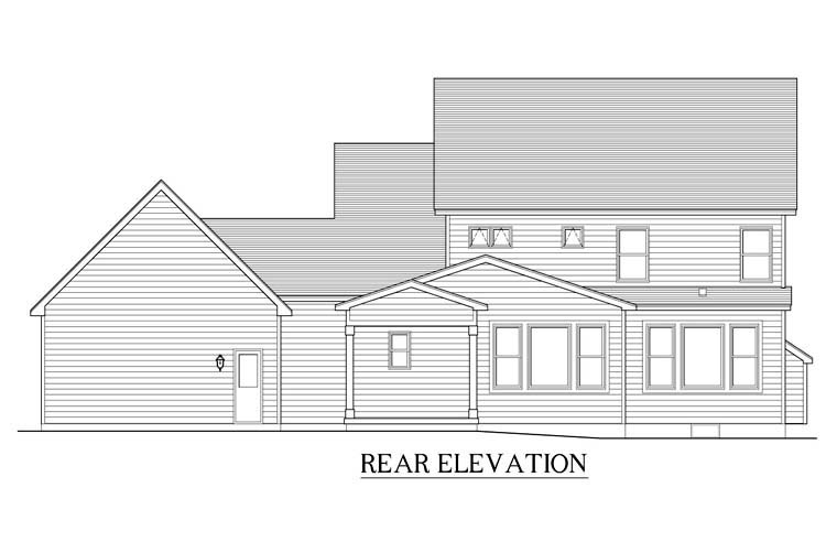 Traditional Rear Elevation of Plan 54040