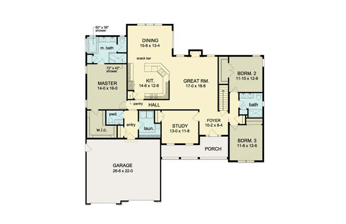 Ranch Level One of Plan 54041