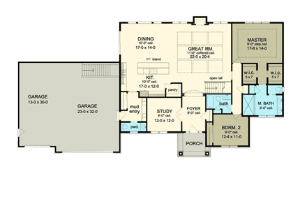 House Plan 54044 First Level Plan