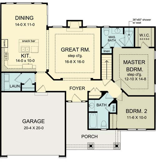 Ranch Level One of Plan 54055