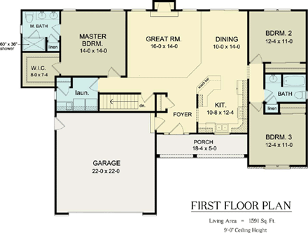 House Plan 54060 First Level Plan