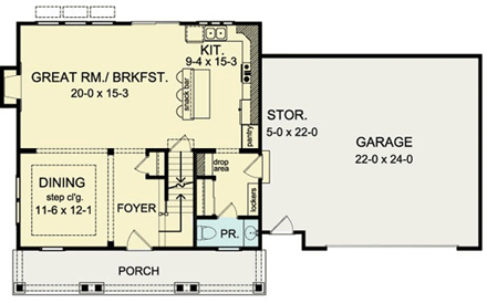 House Plan 54064 First Level Plan