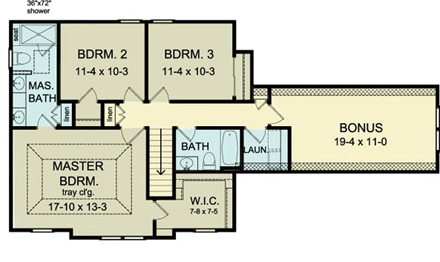 House Plan 54064 Second Level Plan