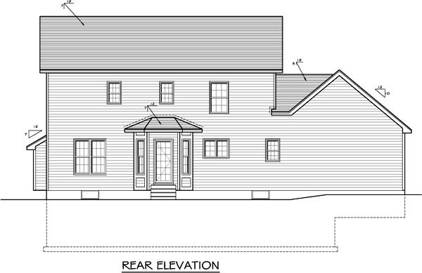 Traditional Rear Elevation of Plan 54071