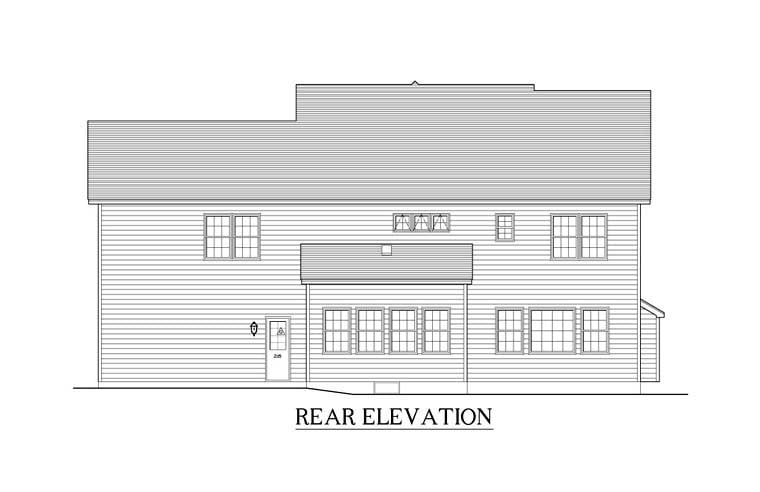 Traditional Rear Elevation of Plan 54073