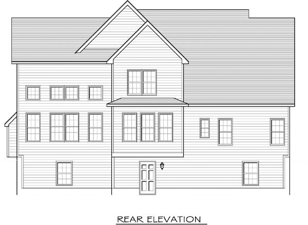 Cape Cod Rear Elevation of Plan 54080