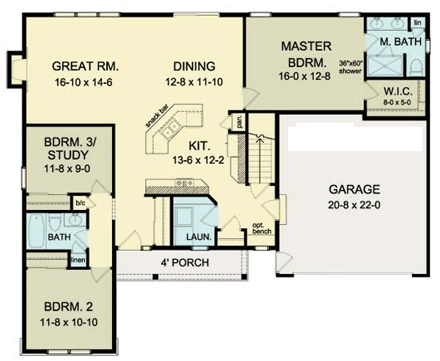 House Plan 54088 First Level Plan