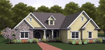 Ranch Traditional Elevation of Plan 54092