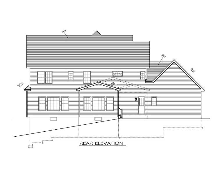 Traditional Rear Elevation of Plan 54093