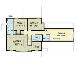 Country Farmhouse Southern Level Two of Plan 54095