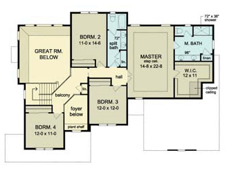 House Plan 54104 Second Level Plan