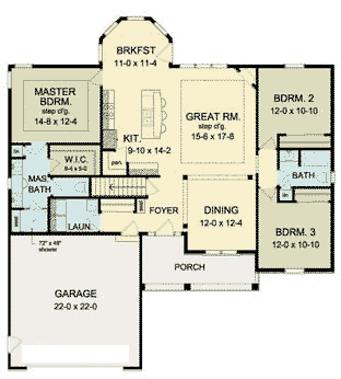 Ranch Level One of Plan 54107