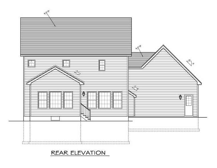 Traditional Rear Elevation of Plan 54113