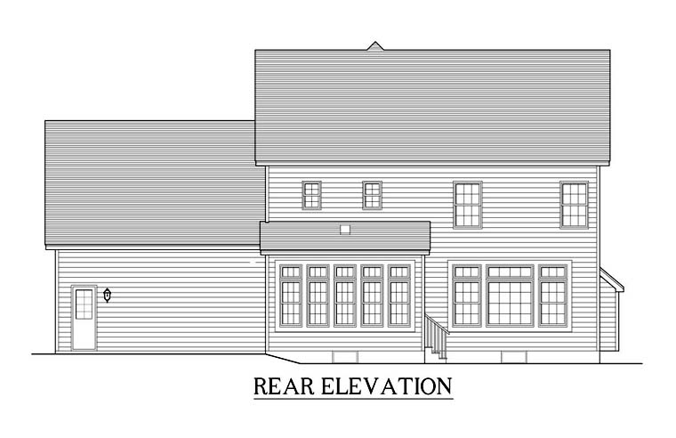 Traditional Rear Elevation of Plan 54115