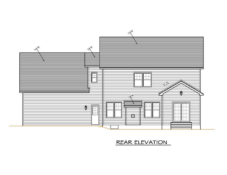 Traditional Rear Elevation of Plan 54124