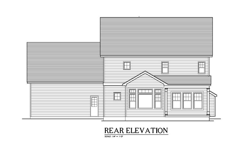 Traditional Rear Elevation of Plan 54127