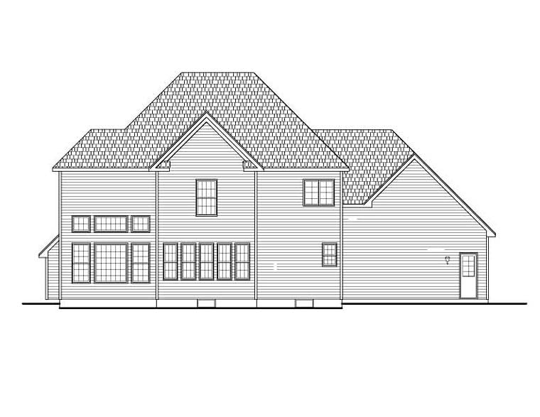 Traditional Rear Elevation of Plan 54133