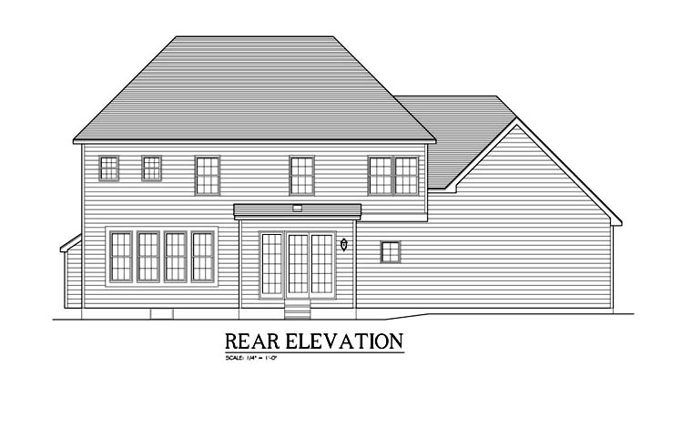 Traditional Rear Elevation of Plan 54138