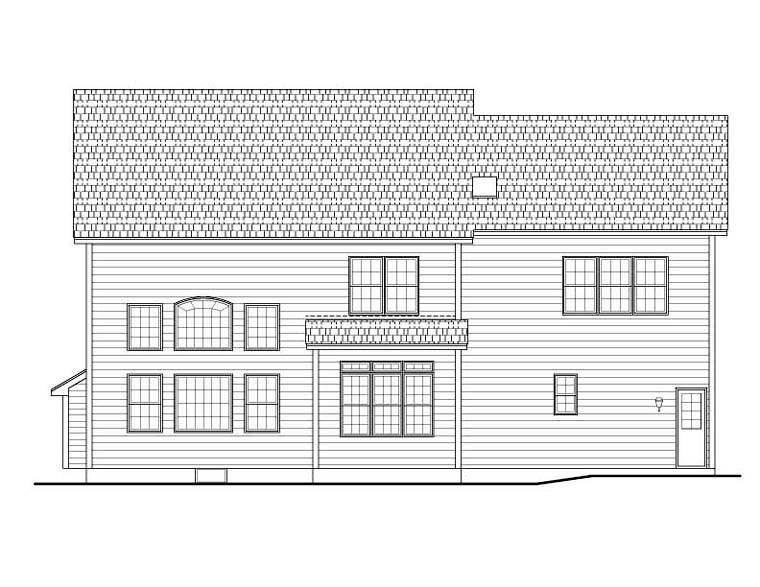 Traditional Rear Elevation of Plan 54140