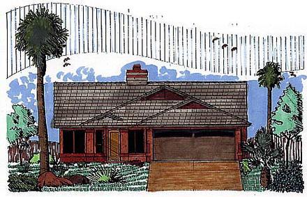 Southwest Elevation of Plan 54605