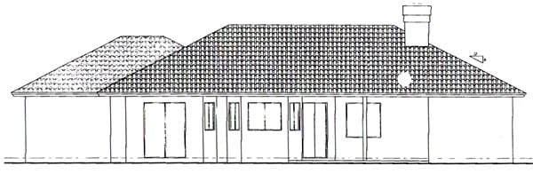 Southwest Rear Elevation of Plan 54609