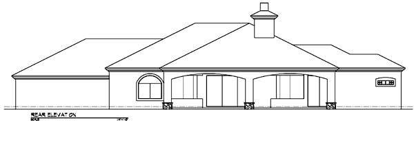 Southwest Rear Elevation of Plan 54636