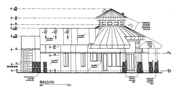 Southwest Rear Elevation of Plan 54645