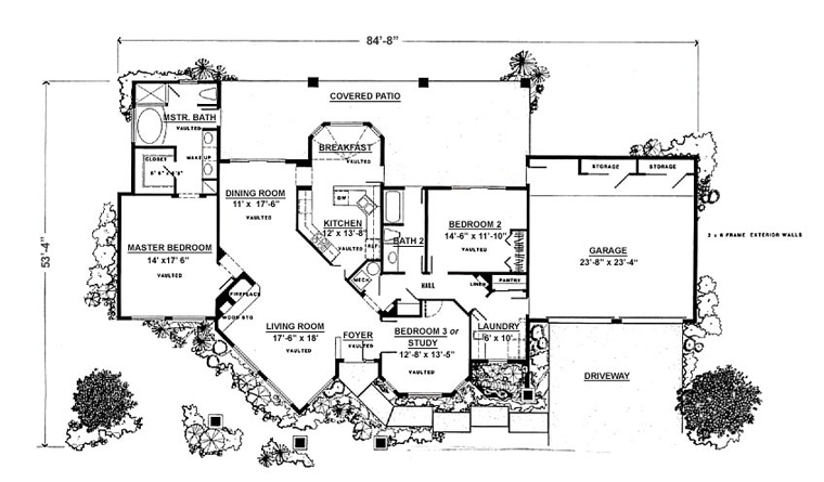 Contemporary Southwest Level One of Plan 54679