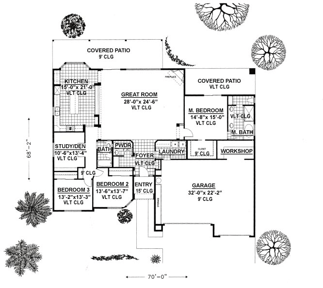 Contemporary Southwest Level One of Plan 54684