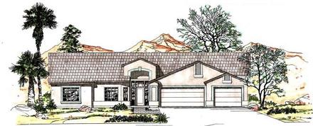 Contemporary Southwest Elevation of Plan 54684