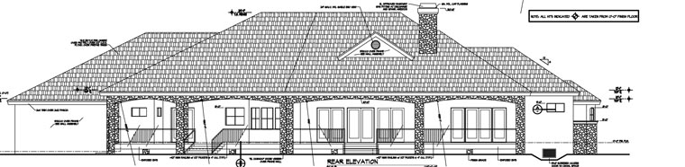 Mediterranean Rear Elevation of Plan 54708