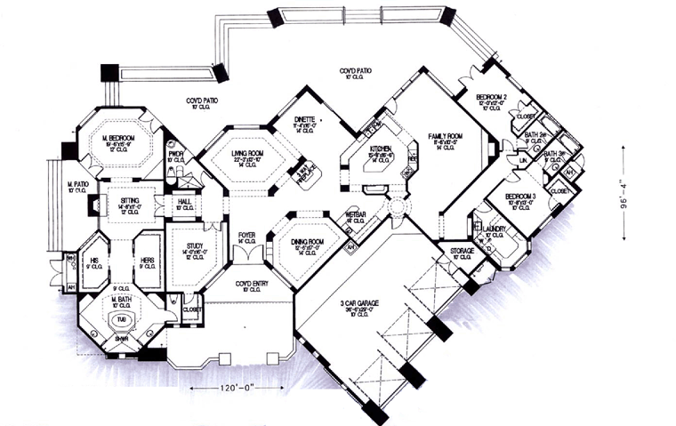 Contemporary Southwest Level One of Plan 54711