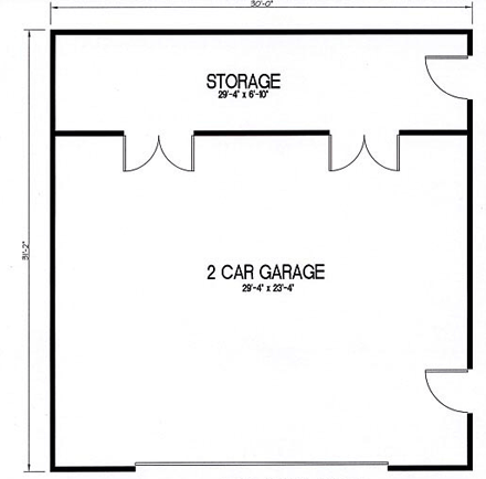 Garage Plan 54797 - 2 Car Garage First Level Plan