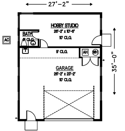 Garage Plan 54798 - 2 Car Garage First Level Plan