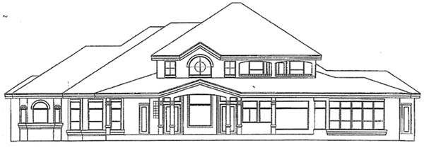 Florida Mediterranean Rear Elevation of Plan 54800