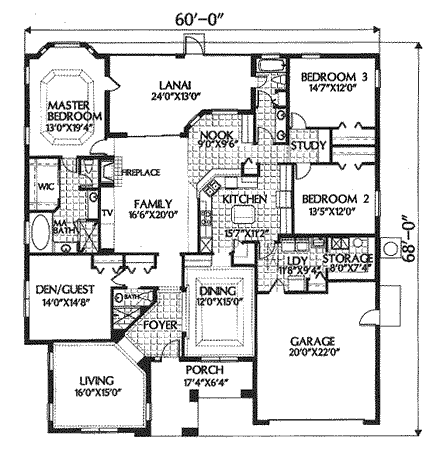 House Plan 54803 First Level Plan