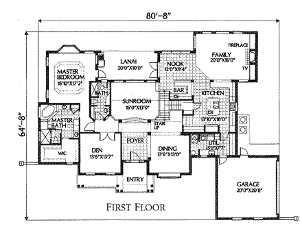 House Plan 54807 First Level Plan