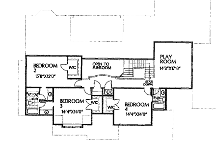 House Plan 54807 Second Level Plan