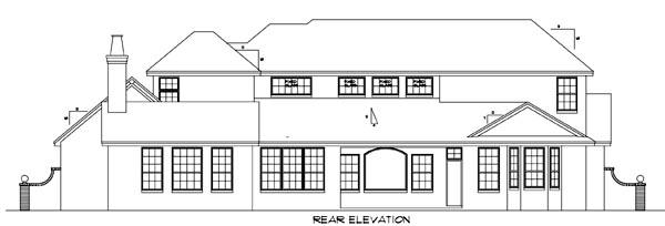 Florida Mediterranean Rear Elevation of Plan 54807