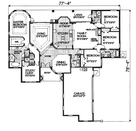 House Plan 54808 First Level Plan