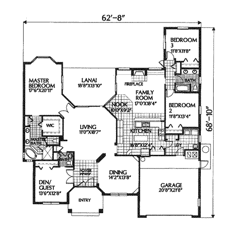 House Plan 54818 First Level Plan