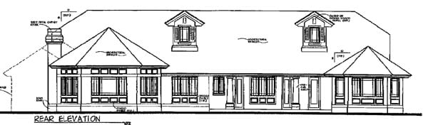 Florida Mediterranean Rear Elevation of Plan 54823