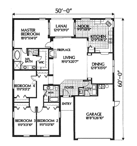 House Plan 54834 First Level Plan