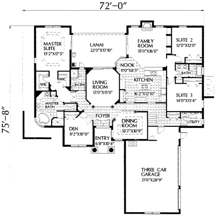 House Plan 54847 First Level Plan